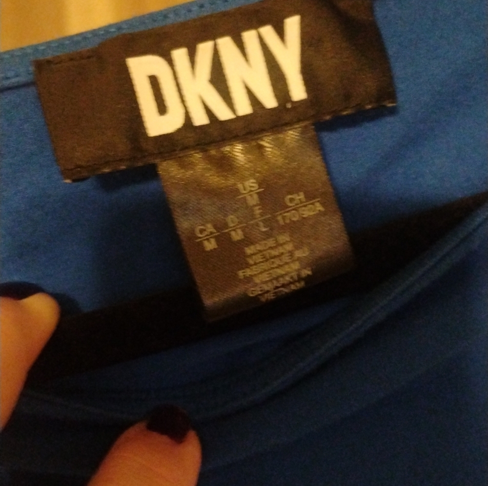 Dkny Women's Blue Side-Knot Short Sleeve Sheath Dress Size M - Picture 4 of 4